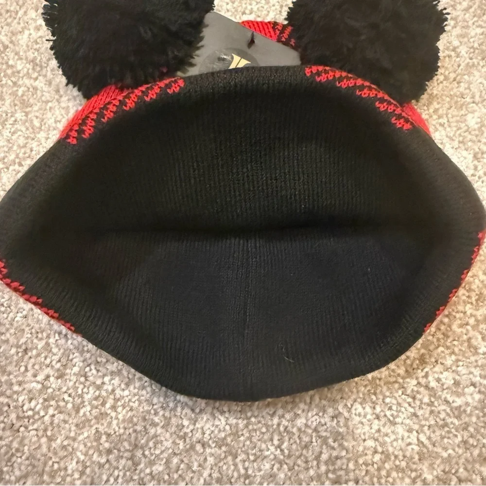 Igloos youth red/ black checkered knit hat with Pom-poms NWT.